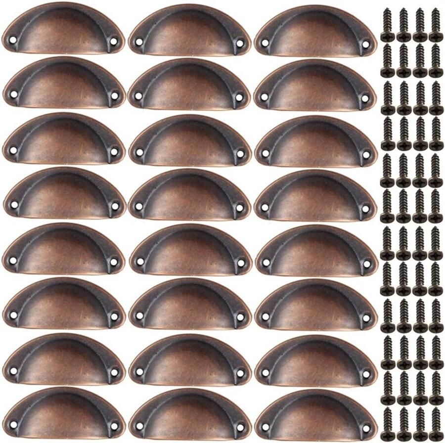 Allecto Plus Antieke keukenkast deurgrepen shell design Set van 24 Rood brons