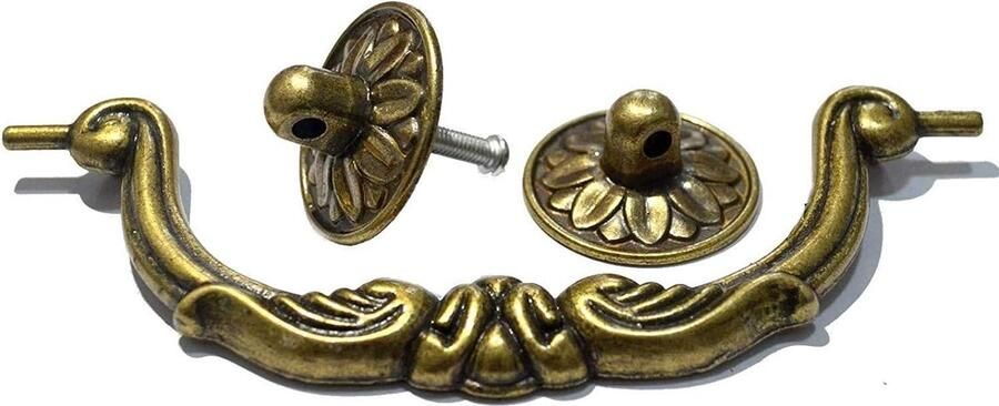 Allecto plus Antieke Koperen Vintage Ronde Deurknoppen Set van 4 Keuken Badkamer Slaapkamer