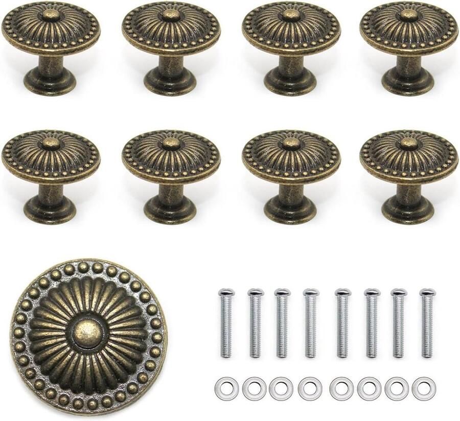 8 stuks Antieke meubelgrepen 24 mm kastknoppen met schroeven voor lade keuken badkamer commode