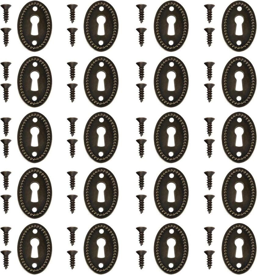 Allecto Plus Antieke Ovale Sleutelgat Covers voor Kabinet Deur Lade Groen Brons Set van 20 stuks