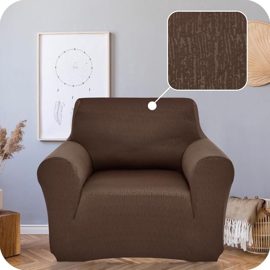 Allecto Plus Antislip bankhoes in chocoladekleur voor woonkamer zachte bankbeschermer 84×90×91 CM