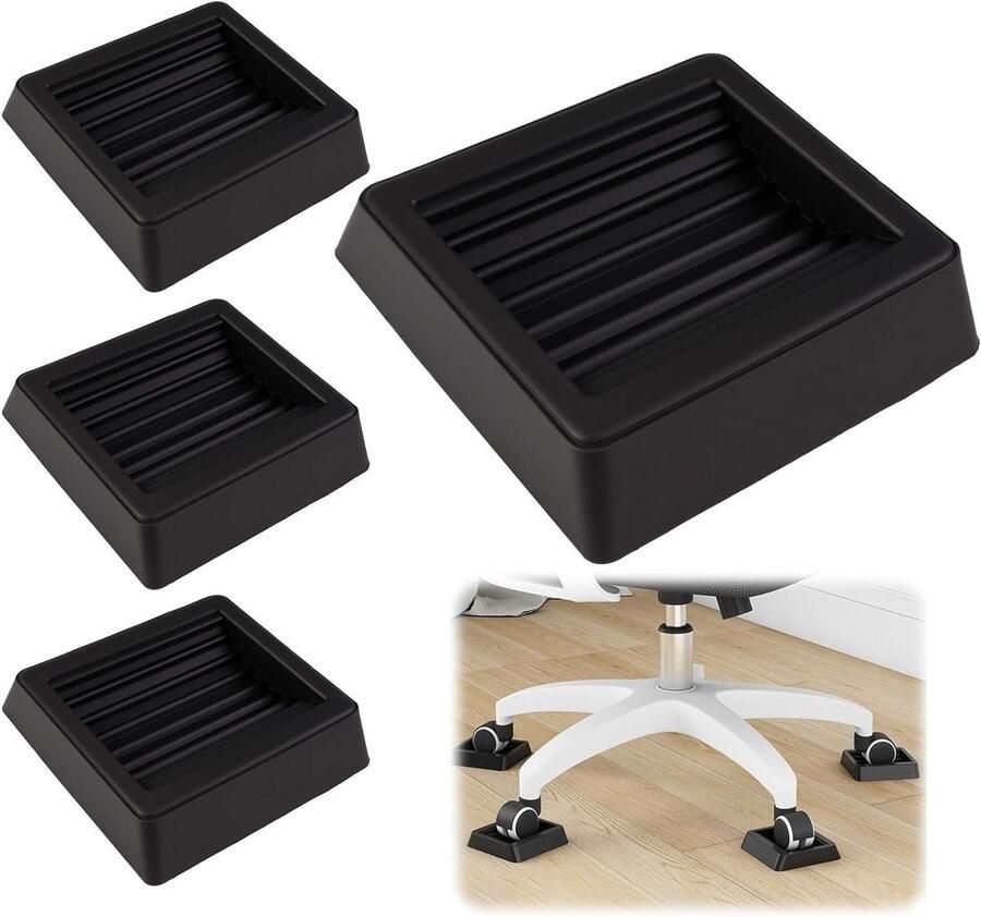 Allecto plus Antislip Meubelonderzetters 4 Stuks Zwart 8 X 8cm