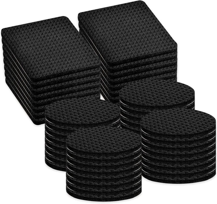 Allecto Plus Antislip meubelpads voor stoel 60 stuks zelfklevende rubberen voetbeschermers anti-kras meubelvoetjes voor houten vloeren meubelgrijpers
