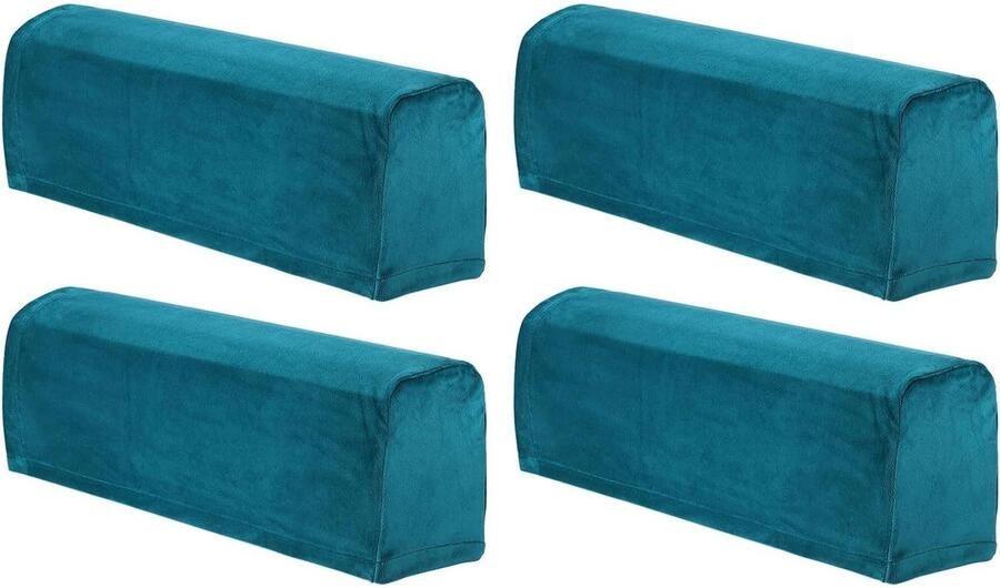 Allecto plus Armleuningbeschermers Set van 4 stuks voor Elastische Banken Stoelbeschermers Krasbestendig Pauwenblauw