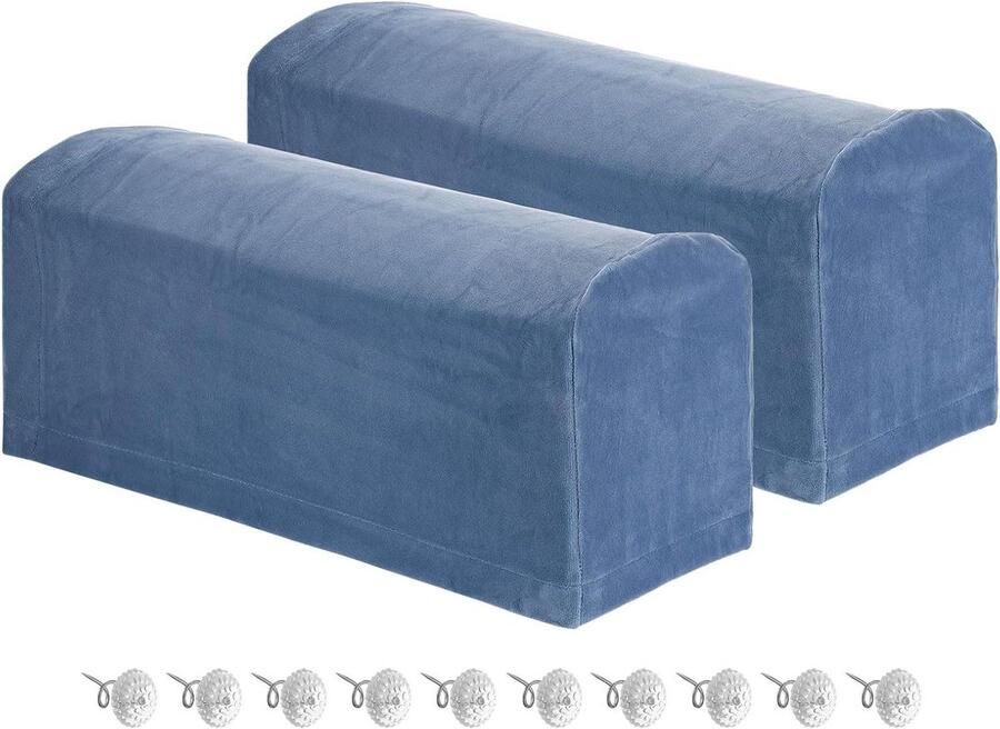 Allecto plus Armleuninghoezen 2 stuks polyester zachte stoelhoezen bank ligstoel diepblauw