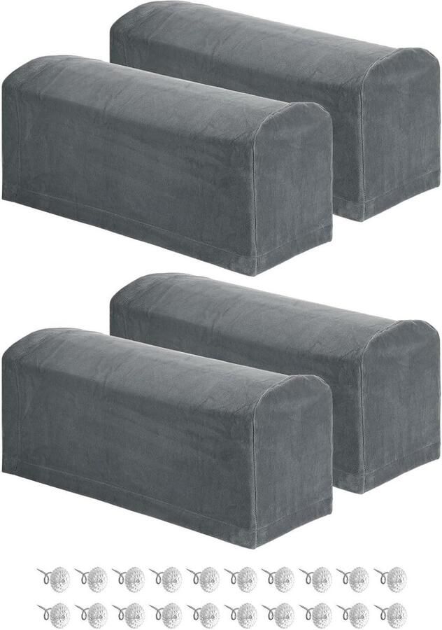 **Allecto plus Armleuninghoezen voor 4 stuks Polyester Stoelhoezen Bank Ligstoel Beschermhoezen Diepgrijs**
