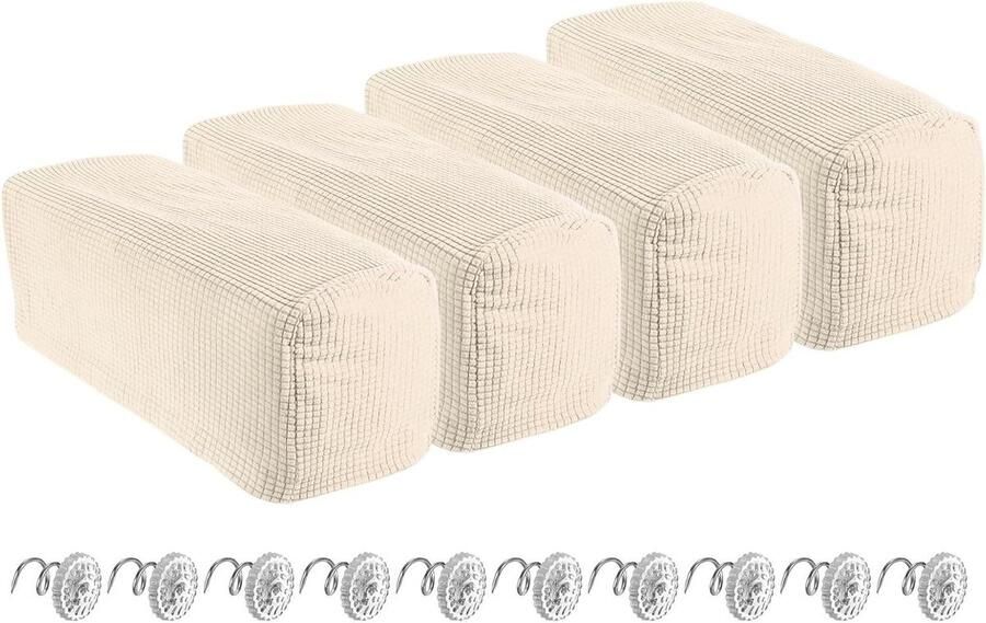 Allecto plus Set van 4 elastische armleuninghoezen voor stoelen en banken in het wit