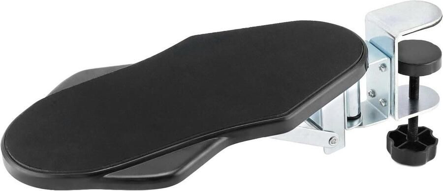 Allecto plus Armleuningkussen voor bureaustoel tafelverlenging in zwart 180° draaibaar en 90° opvouwbaar Comfortabel werken met Polssteun