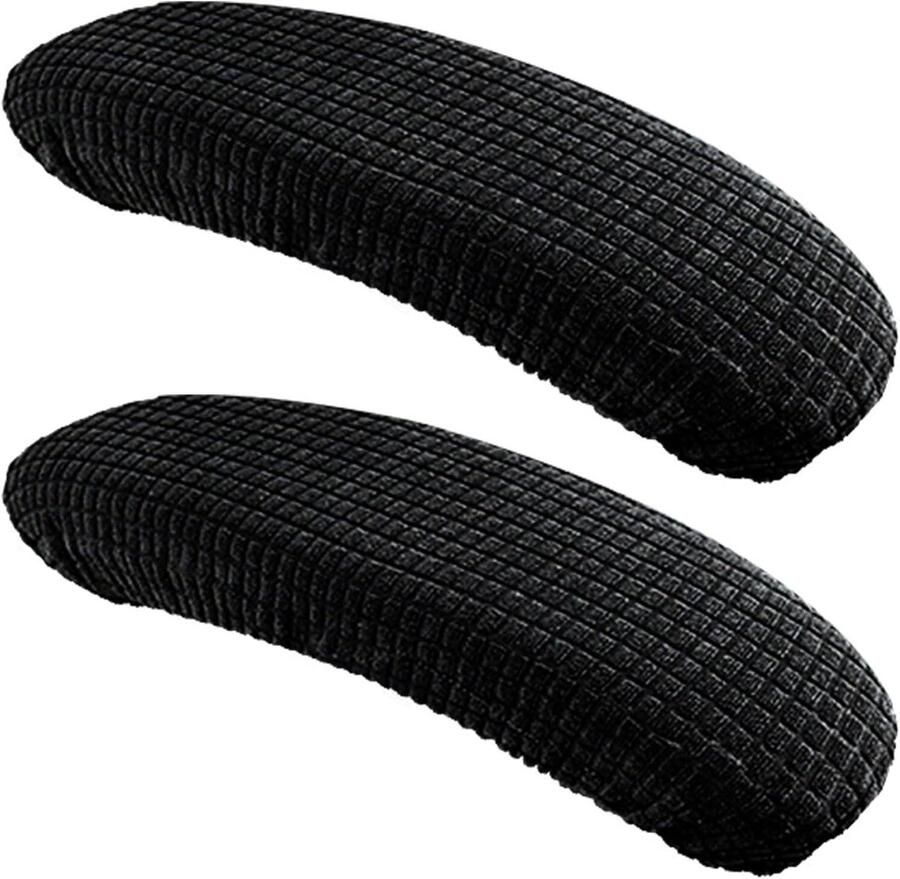 Allecto Plus Armleuningpads bureaustoel zwart 2 stuks stretch waterdicht thuis draaibaar