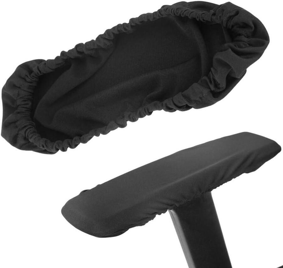 Allecto Plus Armsteun hoes voor computerstoel Armleuninghoes bureaustoel accessoires Armbeschermer in zwart Geschikt voor roterende stoelen Set van 2