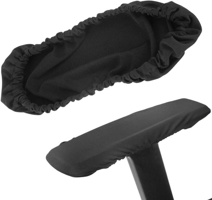 Allecto Plus Armsteunhoezen voor stoel Afneembare elastische armsteunhoezen voor kantoorstoel Set van 2 (Kleur: Zwart)