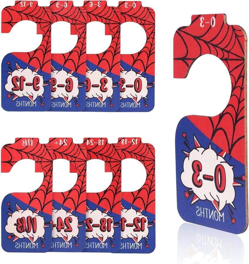 Allecto plus Babykastverdelers voor Kledingorganizer in Meerdere Kleuren met Dubbelzijdige Houten Kledingmaatclassificatiehanger Spin Design