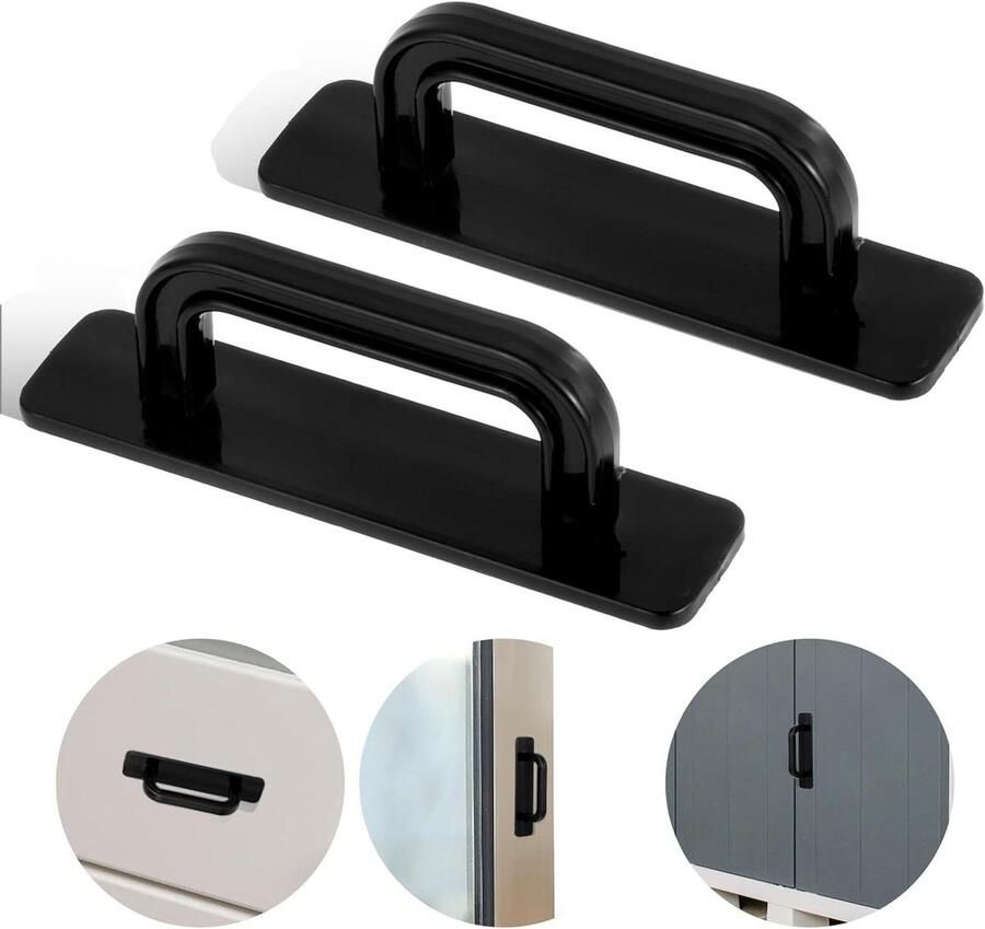 Allecto Plus Balkondeurgreep 2 stuks 100 mm zelfklevend zwart Raamgreep Meubelgrepen Buitenkleven voor keukenkasten en kledingkast Zonder boren (75 characters)