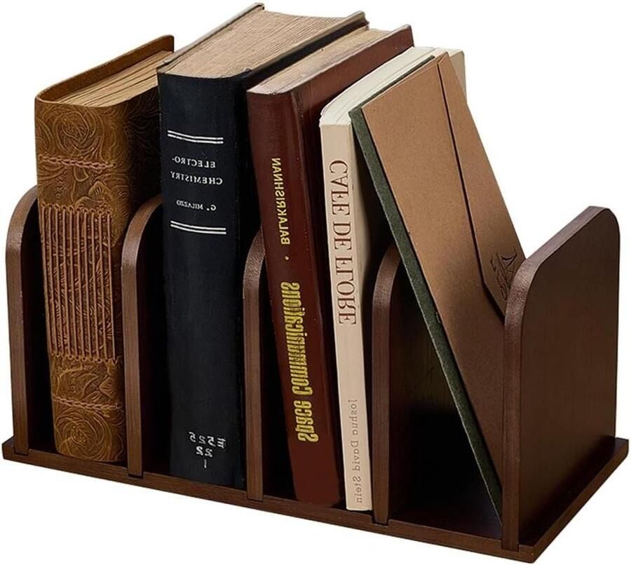 Allecto plus Bamboe bureau- en posthouder met 4 vakken voor documentsortering 30 x 13 9 x 13 5 cm Ideaal voor kantoor huis en schoolorganisatie