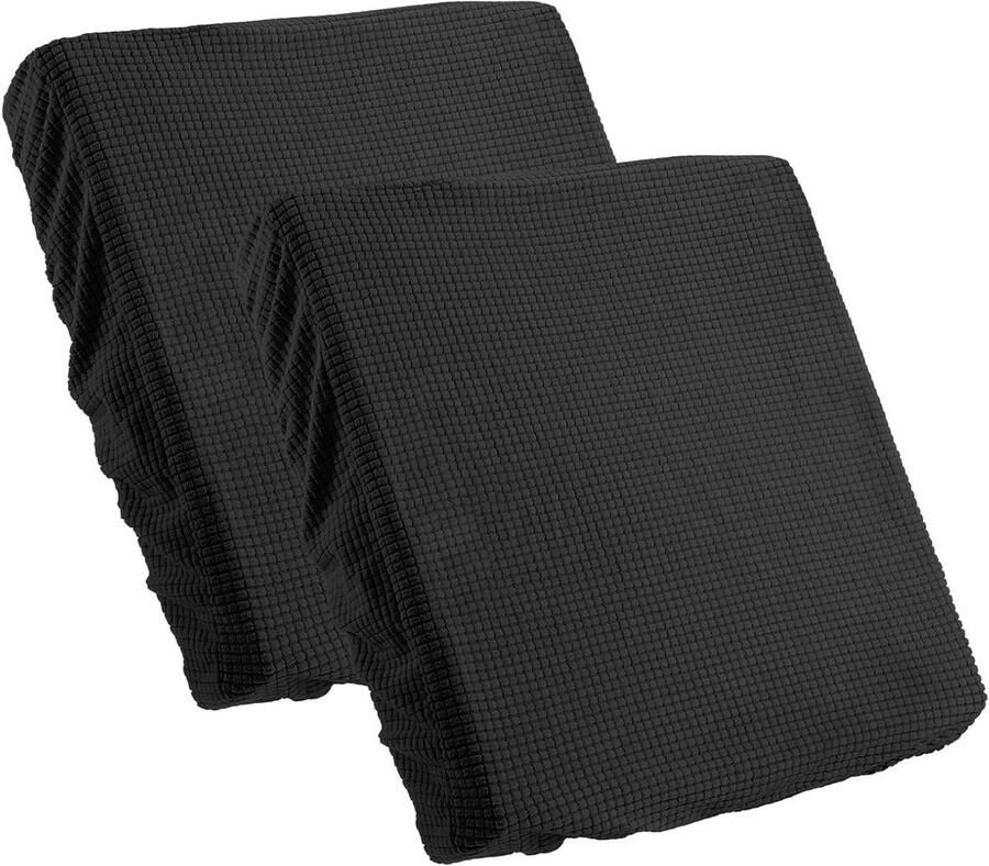 Allecto plus Elastische Bankhoes 2 Stuks 50 x 50 cm Polyester Wasbaar Antislip Zwart Geschikt voor Bank en Thuis