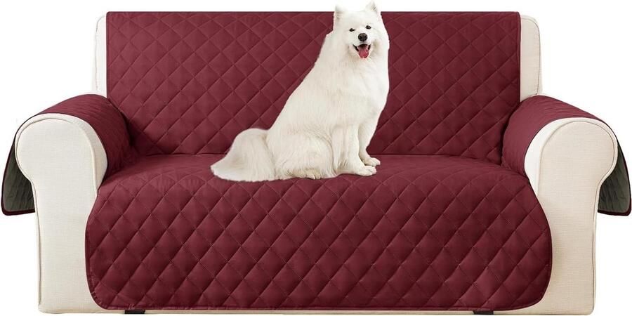 Allecto plus Bankhoes 2-zits met armleuningen omkeerbaar antislip vuilafstotend krasbestendig modern design voor honden en katten rood en lichtgrijs 85 characters