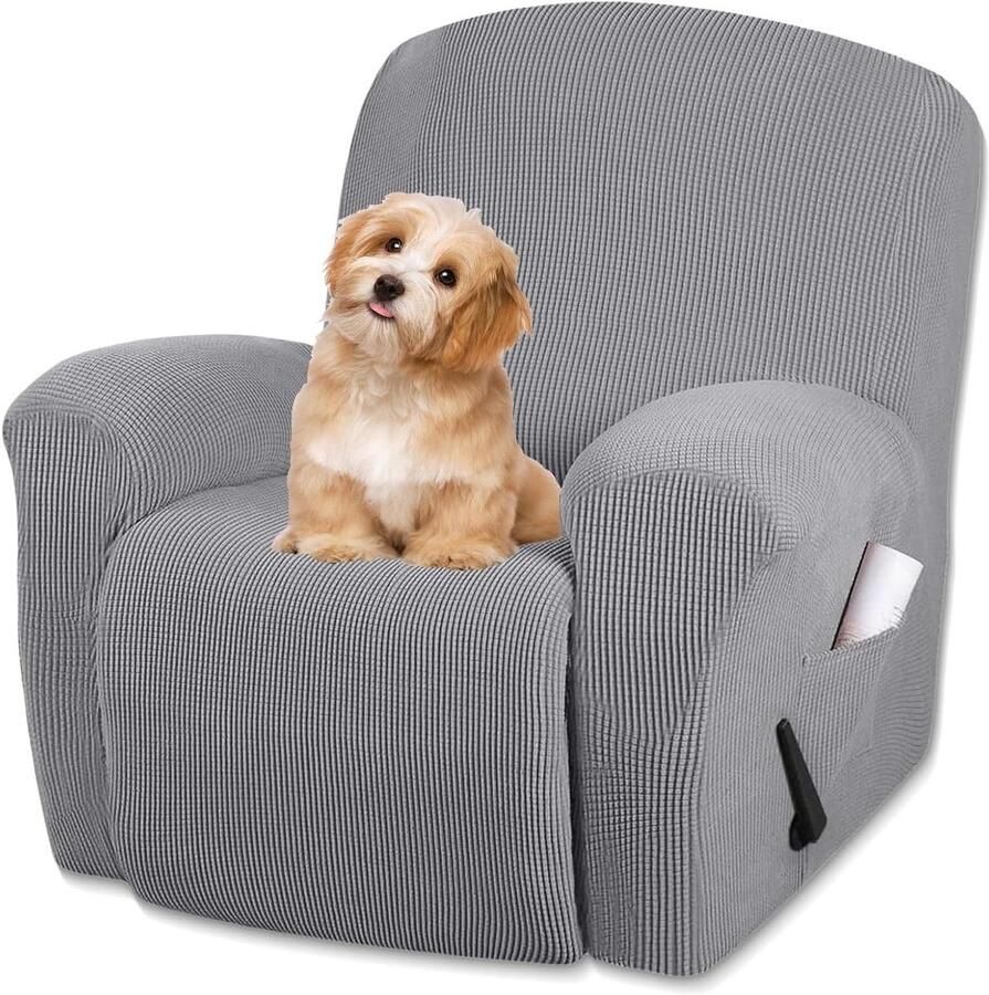 Allecto Plus Bankhoes 4-delig wasbaar en antislip (grijs) voor relaxfauteuil