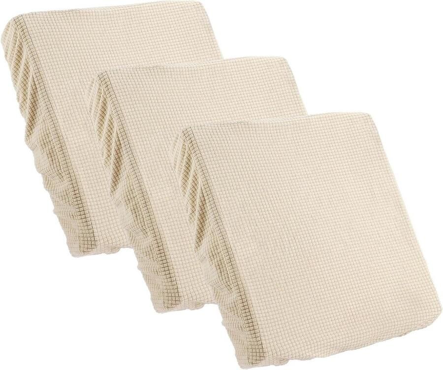Allecto plus Elastische bankhoes set 50 x 50 cm Magische bankovertrek Wasbaar en antislip Beige 3 stuks