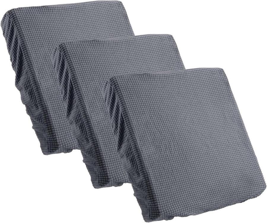 Allecto plus Bankhoezen voor kussens 3 stuks 50 x 50 cm polyester wasbaar donkergrijs antislip elastische bodem