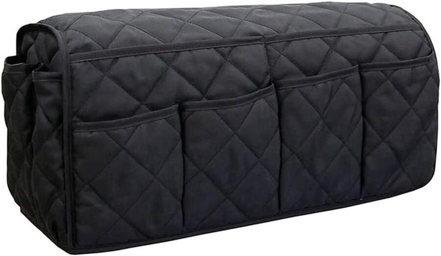 Allecto plus Bankstoel armleuning organizer met anti-slip opbergtas voor tablet telefoon boek en afstandsbediening Zwart