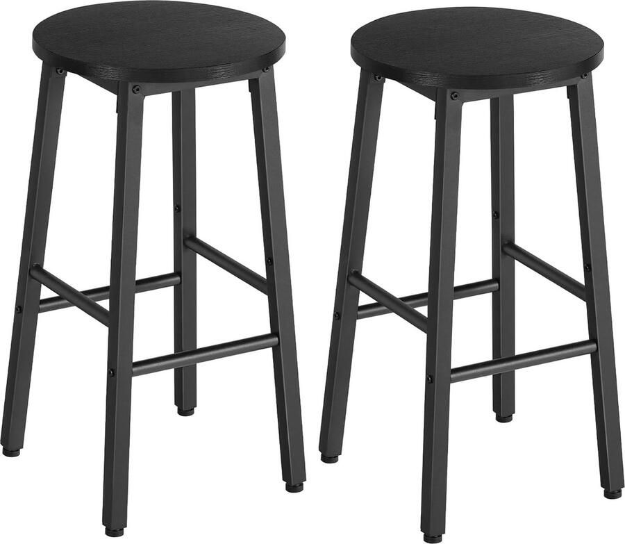 Allecto plus Barkrukken set van 2 in industriële stijl zwart Keukenstoelen voor eetkamer en keuken Stabiele robuuste statafels 64 cm hoog