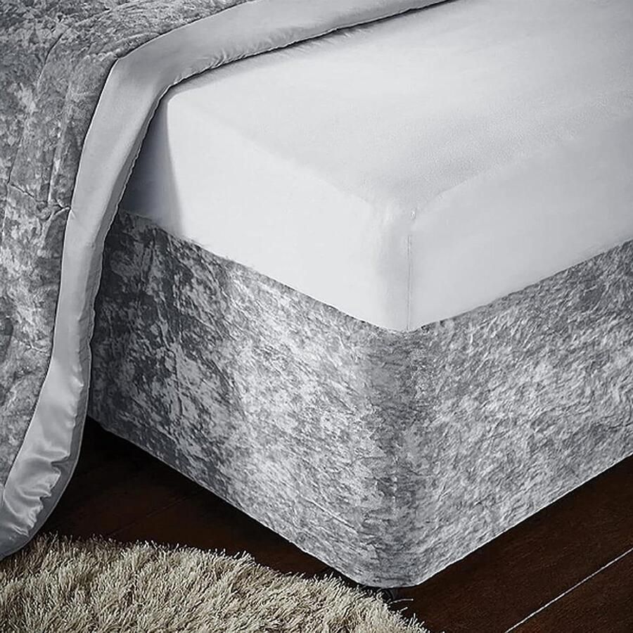 Allecto Plus Bedframe van fluweel Grijs 200x150x50cm Volledig elastisch Voor bedframe Passend H.35-45cm B.150-160cm L.200-210cm