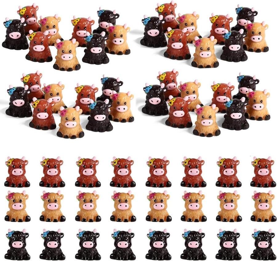 Allecto Plus Beeldje Koeien Kabouters in 3 Kleuren Set van 60 Decoratie Huis Tuin Kantoor Bureau