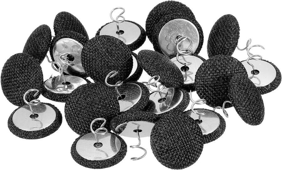 Allecto plus Bekledingsstiften set 24 stuks Twist pins 20 mm Bedrockstiften Zwart Voor plaid bedrok stoel caddies meubelhoes