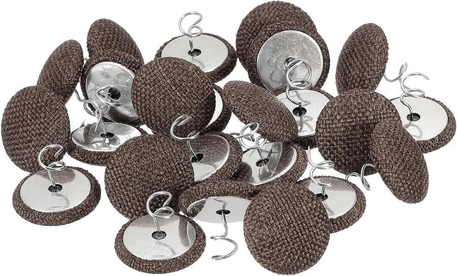 Allecto plus Bekledingsstiften Twist-pins Set van 24 stuks 20 mm Knop Twist-pinnen voor Plaids Stoelhoezen en Meubelstof Donkerbruin