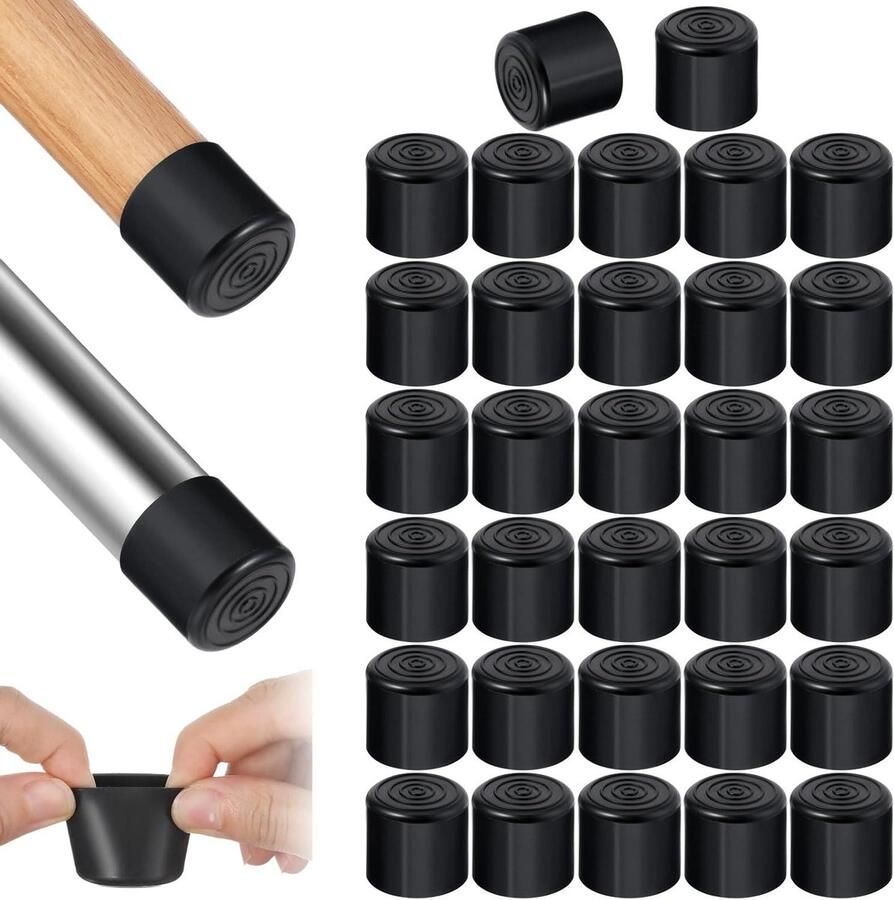 Allecto Plus Beschermdoppen voor stoelpoten Set van 32 Rubberen pootdoppen voor krasbescherming Stoelen en tafelvoetbedekking