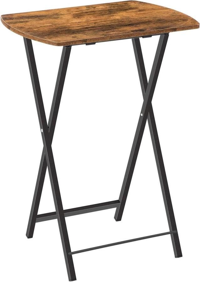 Brenzoos Bijzettafels voor bankuiteinden Opvouwbare tafels in industriële stijl TV-tafelbladen Lage tafel voor kleine ruimte Woonkamer en slaapkamer Rustiek bruin