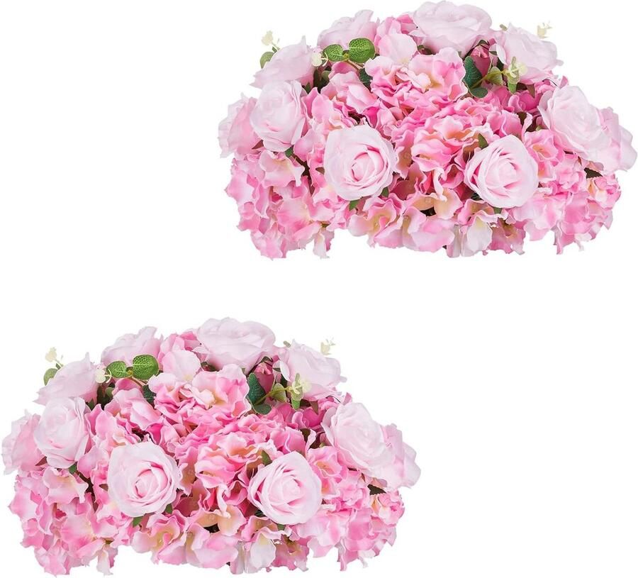 Allecto Plus Bloem Bal voor Bruiloft Centerpieces Grote Roze Nep Zijden Roos 2 Stuks Kunstbloemen Bal Arrangement Boeket Partij Centerpieces voor Tafels 40cm Diameter Home Decoraties