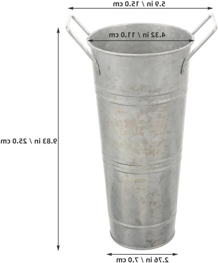 Allecto Plus Bloemenemmer van tin voor entree decoratie Ruimtebesparende paraplustandaard vintage design IJzeren voorraadcontainer met bloempot Rustiek en decoratief Stijlvolle parapluhouder met emmer