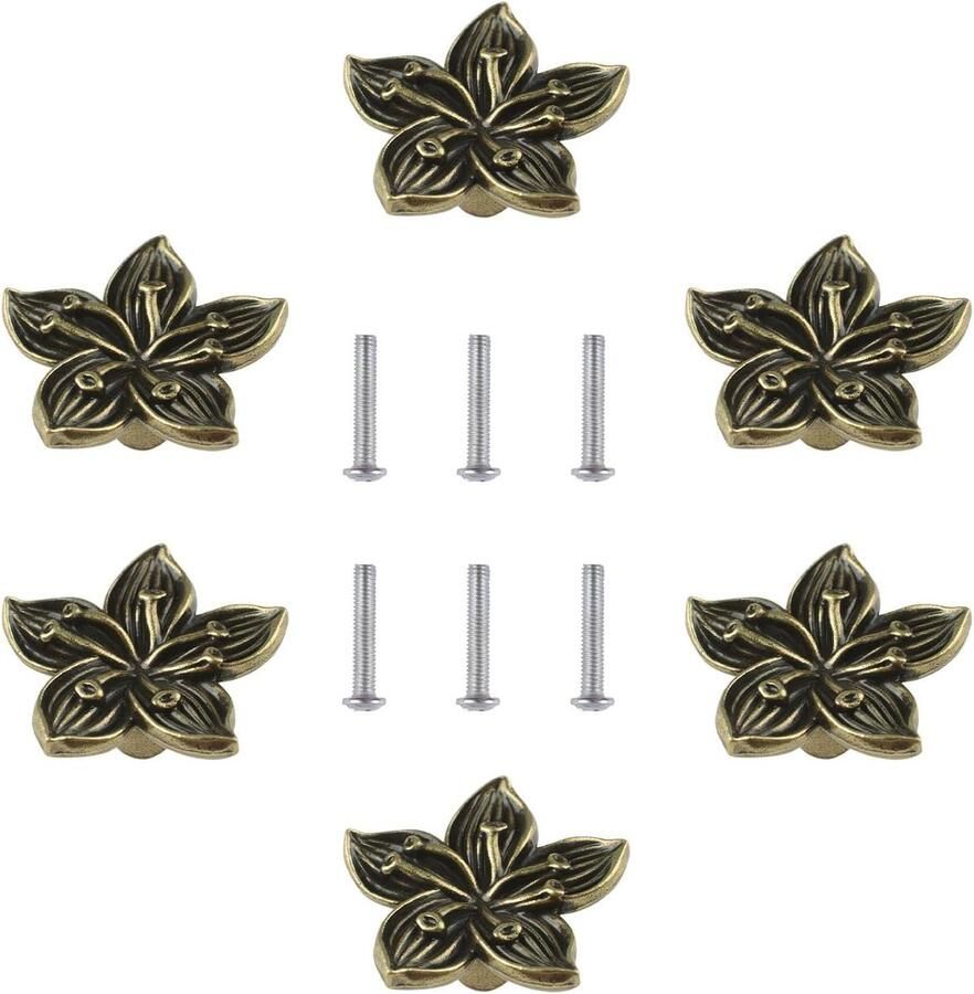 Allecto plus Bloemvormige Zinklegering Ladeknoppen Goud Meubels Decoratie Keuken & Kast