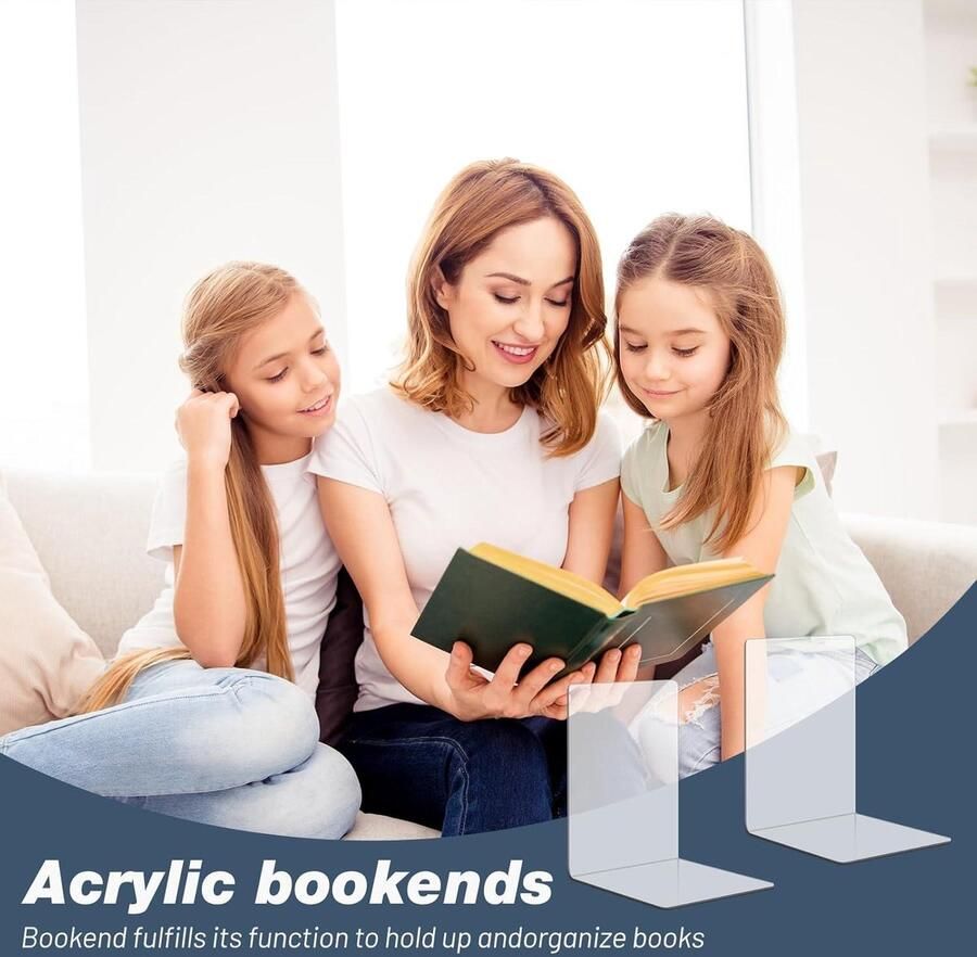 Allecto Plus Boekenstandaard van helder acryl (10 stuks) voor Thuis Kantoor Bibliotheek en Bureau-organisatie