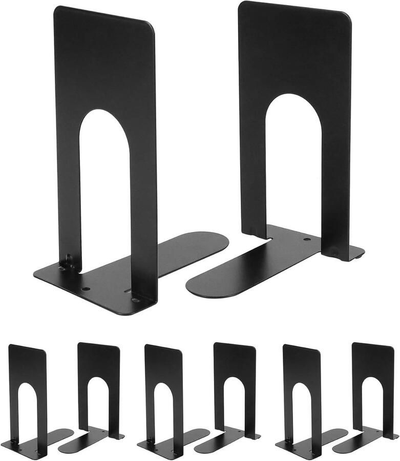 Allecto plus Boekensteunen van metaal voor planken 130 mm zwart Set van 4 Voor kantoor bibliotheek en school Boekenplanken accessoires