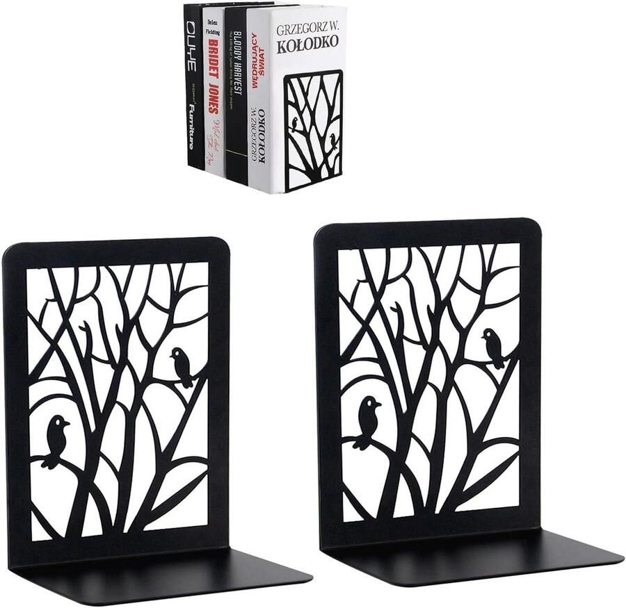 Allecto Plus Boekensteunen Voor Kinderen 2-delige Set Boekhouders van Metaal voor CD's en DVD's Boekenhouder voor Plank Maphouder Onzichtbare Boekenkast Boekstopper