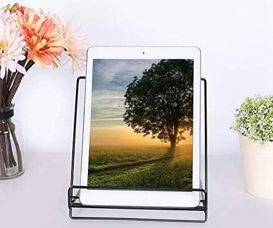 Allecto plus Boekensteunen voor Op het Kantoor en Thuis Stijlvolle IJzeren Boekenplank Houder voor Tafelblad Woondecoratie Zwart Geschikt voor Tablet en Computer Organizer en Decoratie op Bureau