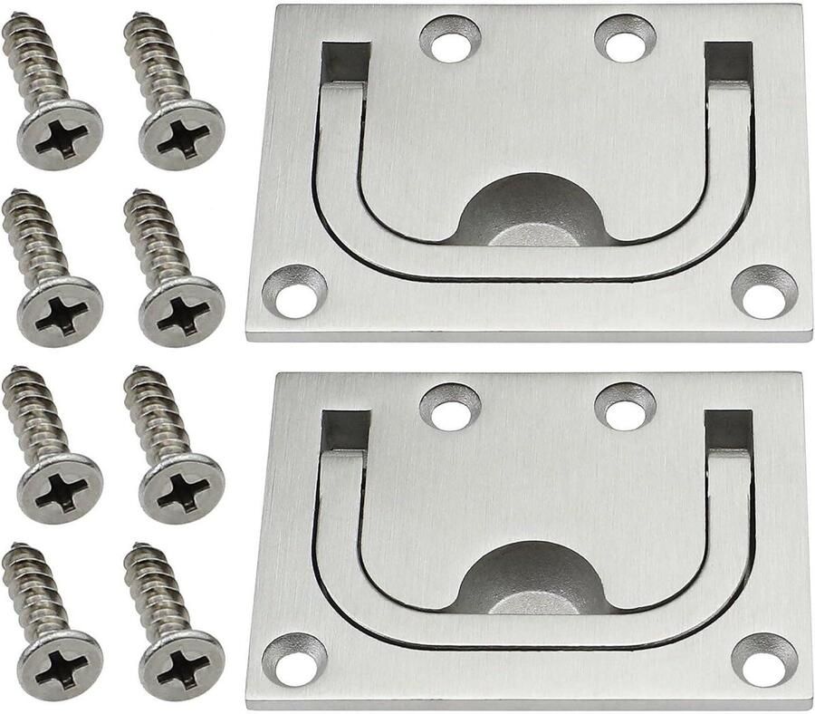 Allecto Plus Boot Ring Handgreep van 304 Roestvrij Staal 2 stuks Voor Kast Lockers Met Bevestigingsschroeven Marine Jacht: Voor Flush Recessed Lift