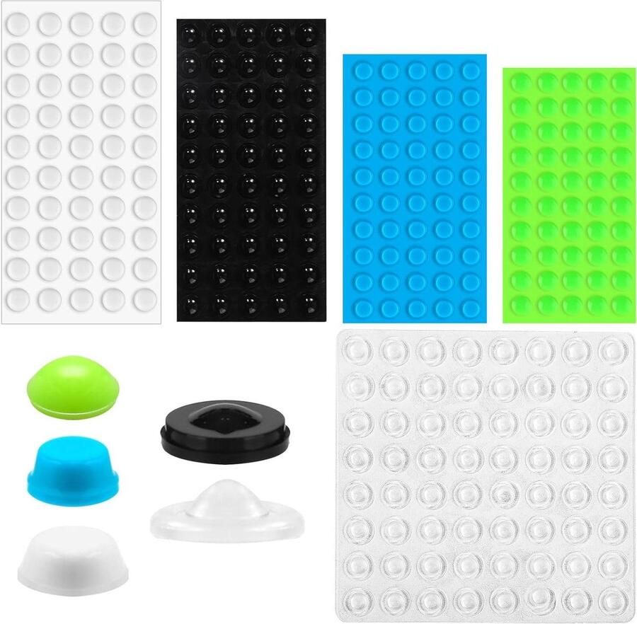 Allecto plus Braillestickers voor Slechtzienden 264 Stuks Zelfklevend Maten Hulpmiddelen Voelbare Stippen Melkwit Zwart Groen Transparant Blauw