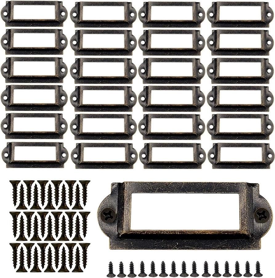 Allecto Plus Brons IJzer Label Houder 24 Stuks Naambadge Houder Label Frame Meubels Archiefkast Laden Archiefdoos Archivering