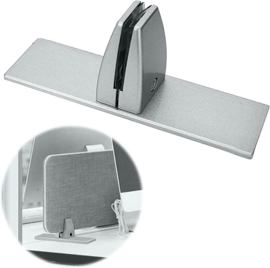 Allecto Plus Bureauklem voor Plexiglas Bureau Scheidingswand Bureauklem Tafelklem voor Hygiënisch Scherm voor Kantoren en Bibliotheken Max Tafelblad Dikte: 3-25 mm 1 Stuk Zilver