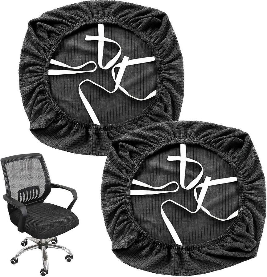 Allecto Plus Bureaustoel hoes 2-delig wasbaar en elastisch universeel draaibaar met armleuningen