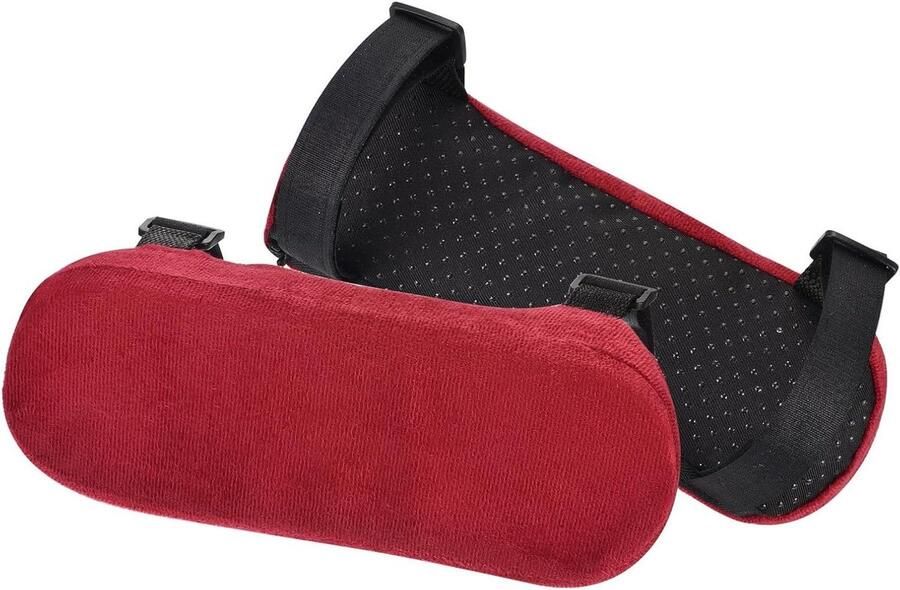 Allecto Plus Bureaustoelarmkussens 2 paar zachte armleuningpads Afneembaar en wasbaar Traagschuim Rood Voor bureau en gamingstoel