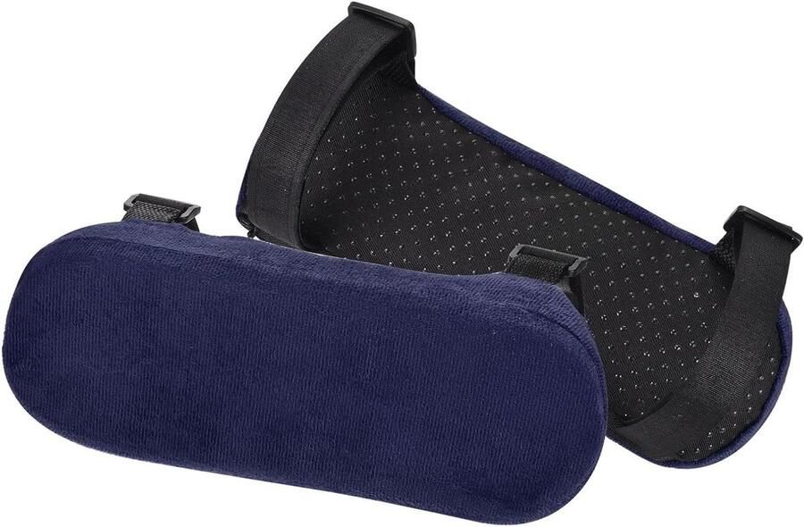 Allecto Plus Bureaustoelarmkussens met Verwijderbare Wasbare Hoes Traagschuim Marineblauw Ergonomisch Comfort Armleuningpads Bureaustoel Accessoires