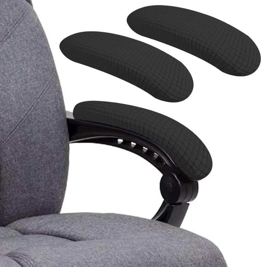 Allecto Plus Bureaustoelarmleuningen Set Elastisch Waterdicht Verlicht Elleboogklachten Beschermhoezen Stoelbekleding Zwart