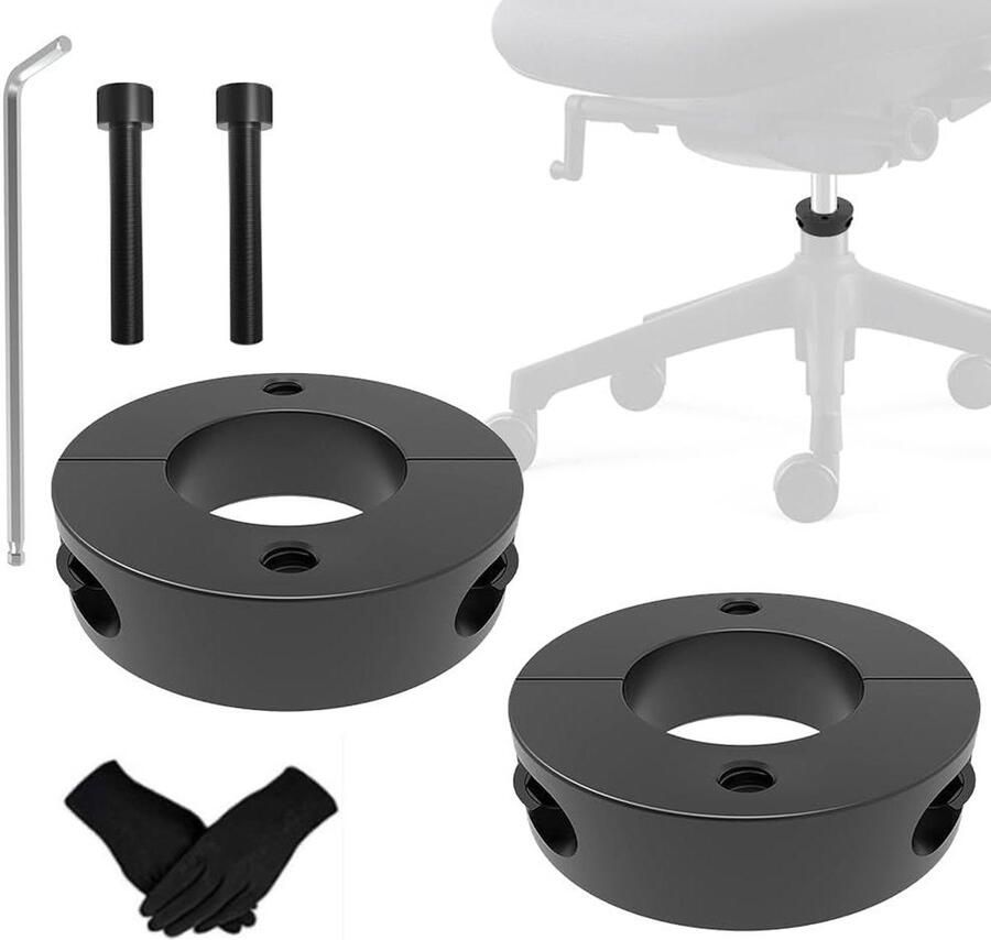 Allecto Plus Bureaustoelklemmen voor gasliftcilinders 2 stuks Zink Staal Kantelcontrole Bevestigingsset voor bureaustoel