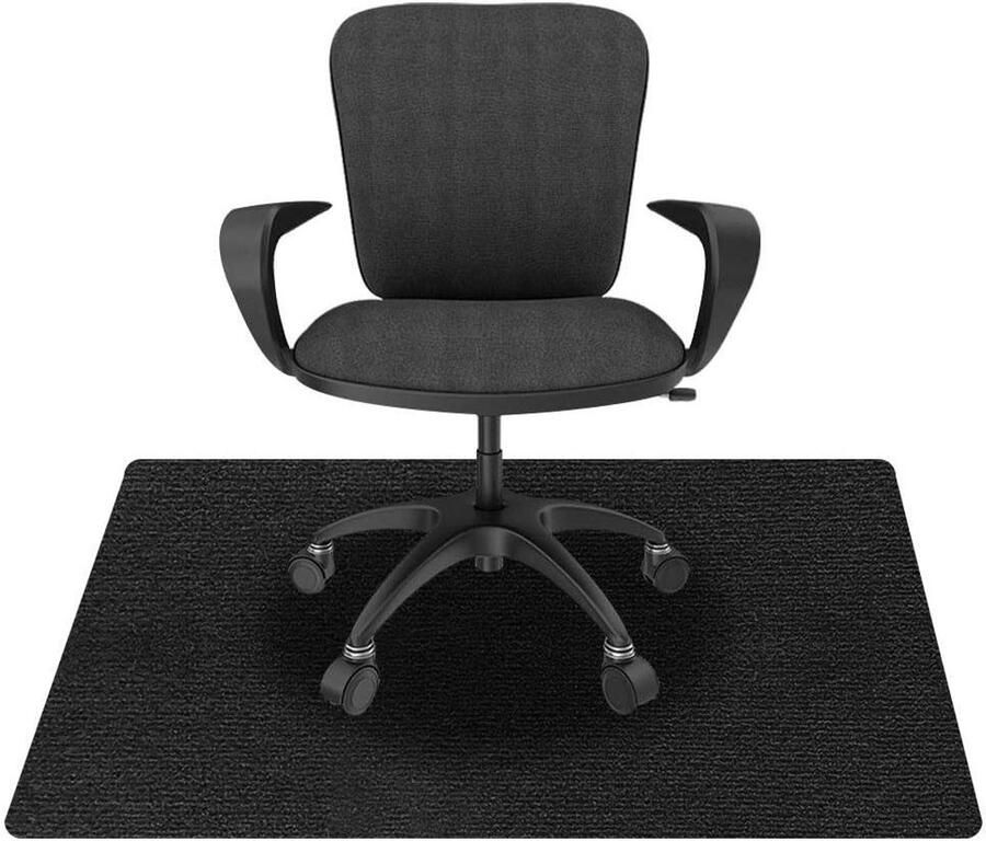 Allecto Plus Bureaustoelmat voor harde vloeren Antislip vloerbeschermer Thuis en op kantoor Zelfklevend PVC Puur zwart 140 x 90 cm