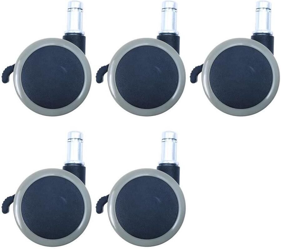 Allecto plus Bureaustoelwielen 50 mm zwenkwielen vloerbescherming rubber set van 5
