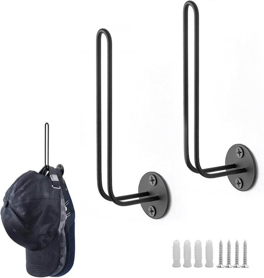 Allecto Plus Caphouder voor aan de wand Garderobe accessoire Hoedenplank voor mutsen en hoeden Opbergwand voor accessoires 2 stuks